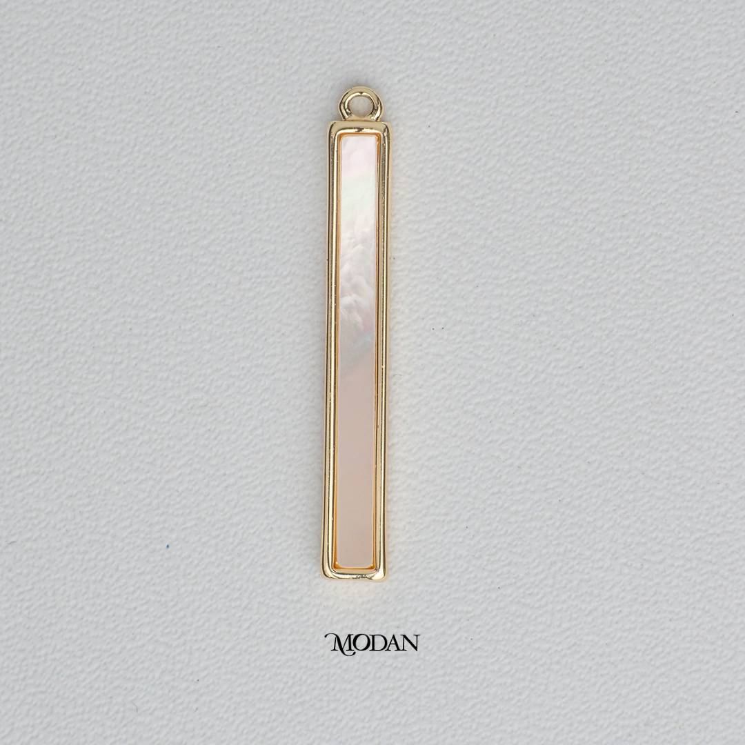 Mother of Pearl Simple Bar DIY Pendant Liontin Kalung MOP Persegi Panjang Hypoallergenic Gold Filled