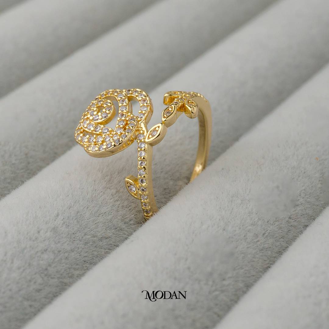 Korean Rose Flower Adjustable Ring Cincin Bunga Mawar Adjustable Hypoallergenic Gold Plated