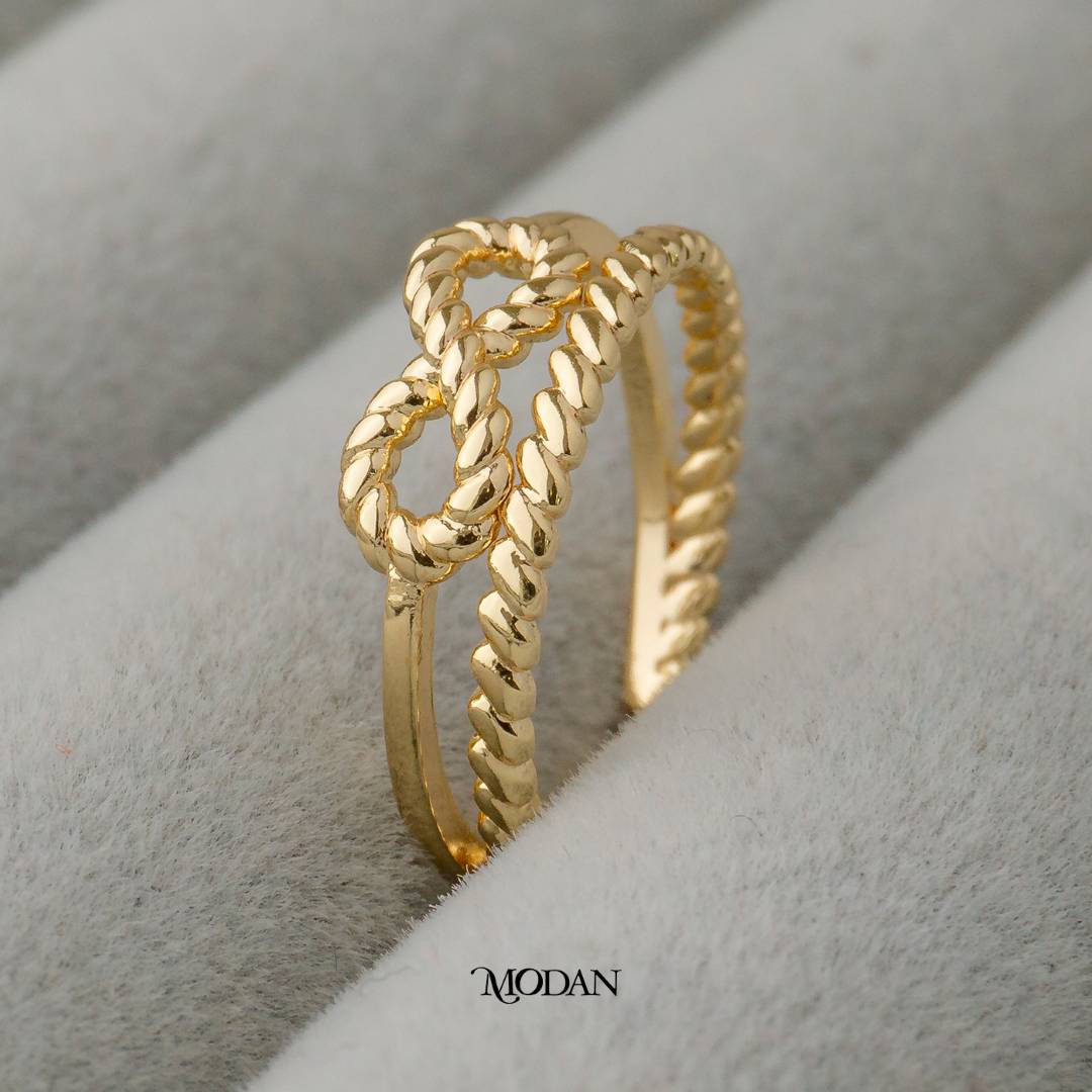 Minimalist Double Layer Infinity Ring Cincin Angka Delapan Dua Layer Hypoallergenic Gold Plated