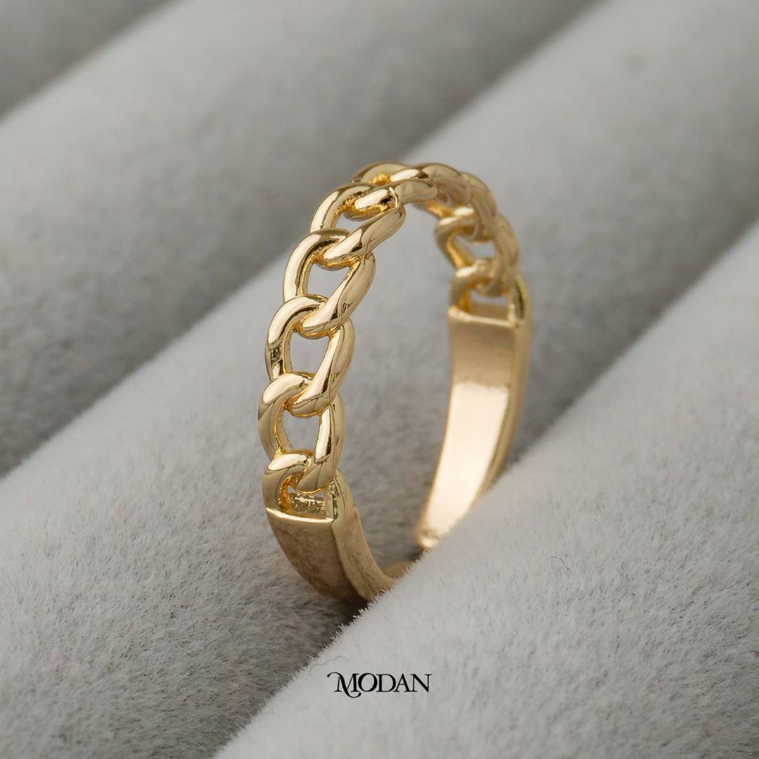 Classic Curb Chain Ring Cincin Motif Rantai Curb Hypoallergenic Gold Plated