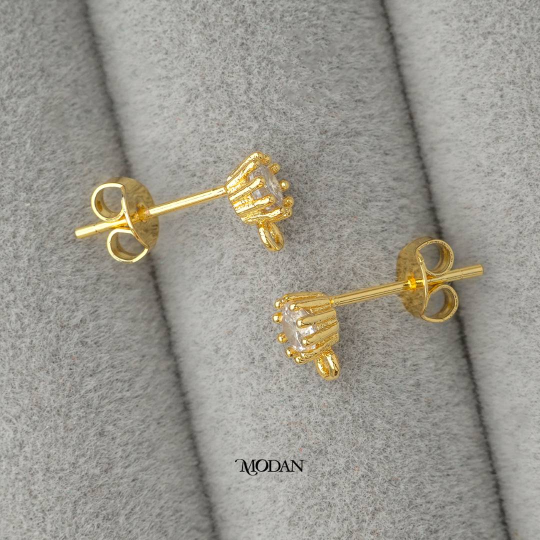 Round Studs Earring DIY Earrings Findings Pengait Anting Tusuk Berlian Unfinished Hypoallergenic Gold Filled