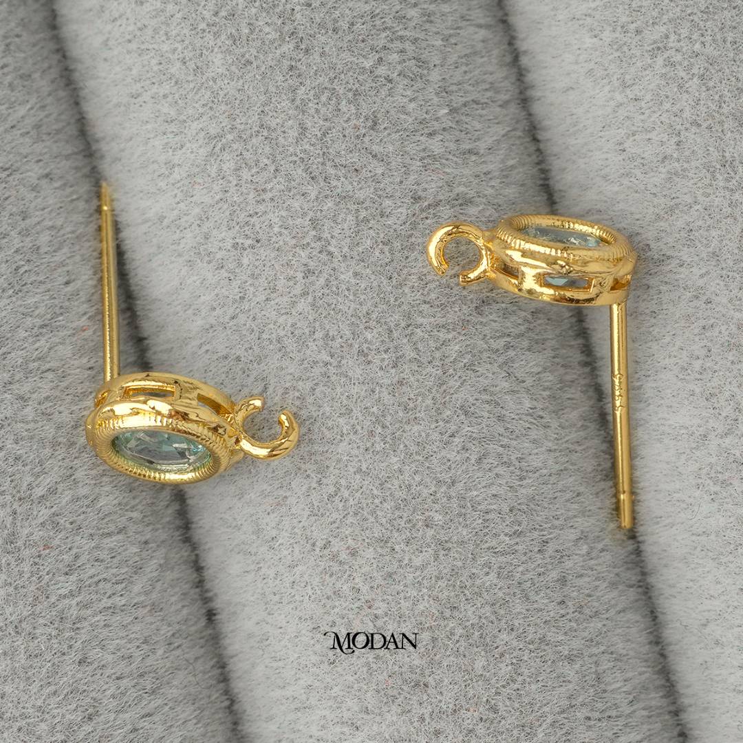 Round Aqua Studs Half Earrings DIY Earrings Findings Pengait Anting Tusuk Setengah Jadi Bulat Unfinished Hypoallergenic Gold Plated