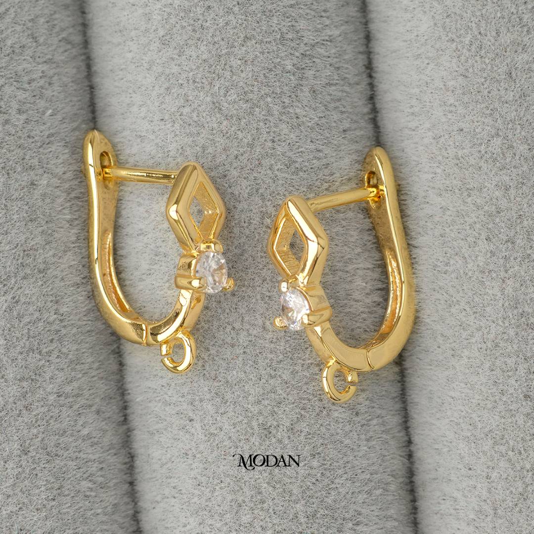 Rhombus English Lock Earrings DIY Earrings Findings Pengait Anting Bulat Unfinished Hypoallergenic Gold Filled