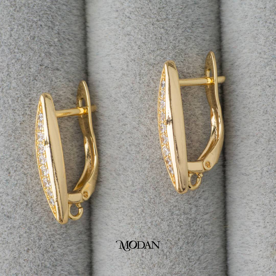 Elegant Micro Paved English Lock Earrings DIY Earrings Findings Pengait Anting Elegant Hypoallergenic Gold Filled