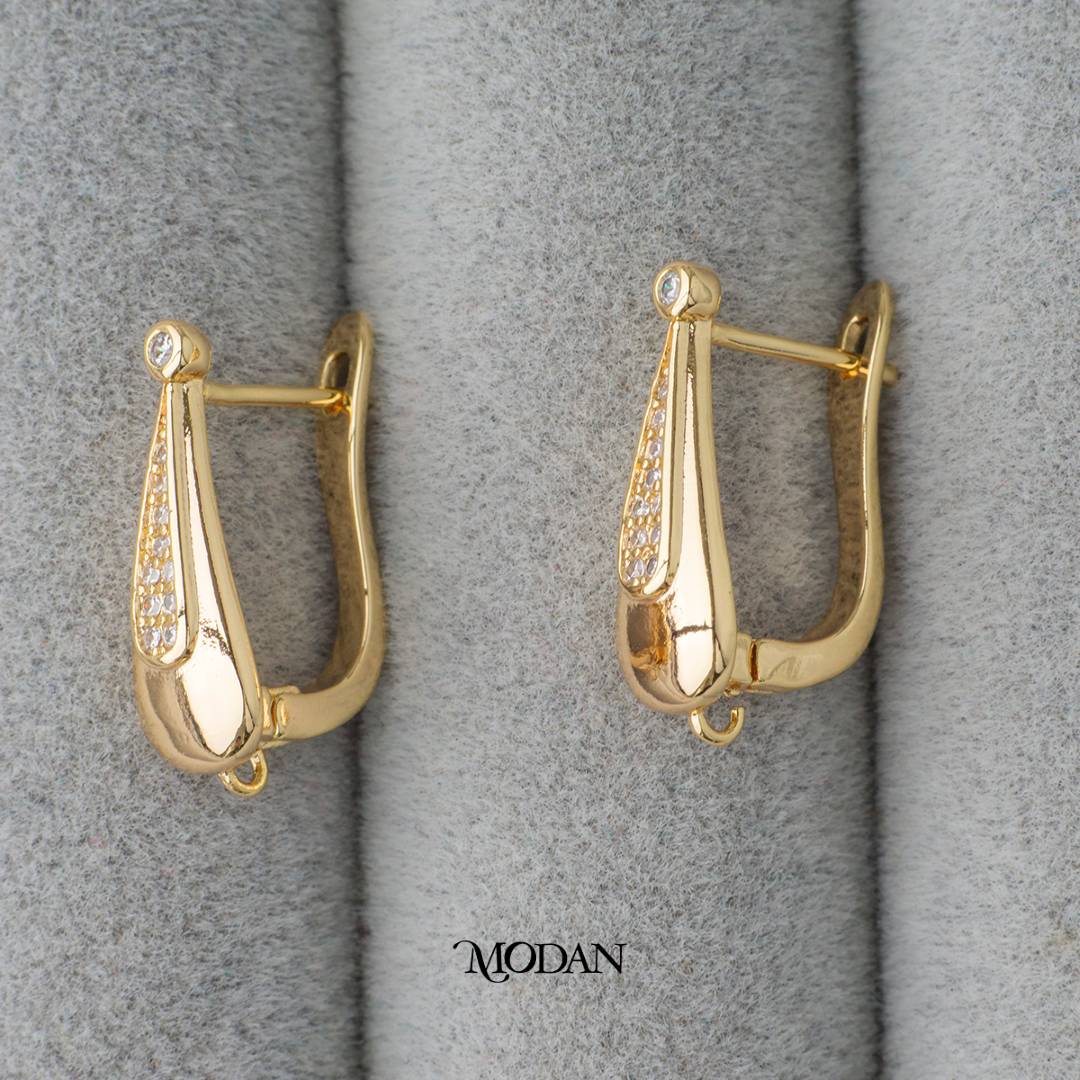 English Lock Teardrop Shaped Earrings DIY Earrings Findings Pengait Anting Elegant Hypoallergenic Gold Filled