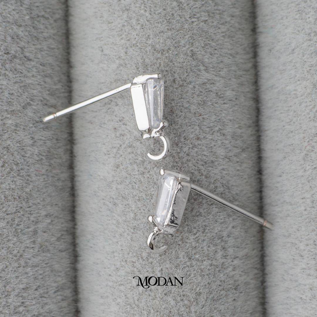 Mini Baguette Stud Earrings DIY Earrings Findings Pengait Anting Tusuk Kecil Hypoallergenic Gold Filled