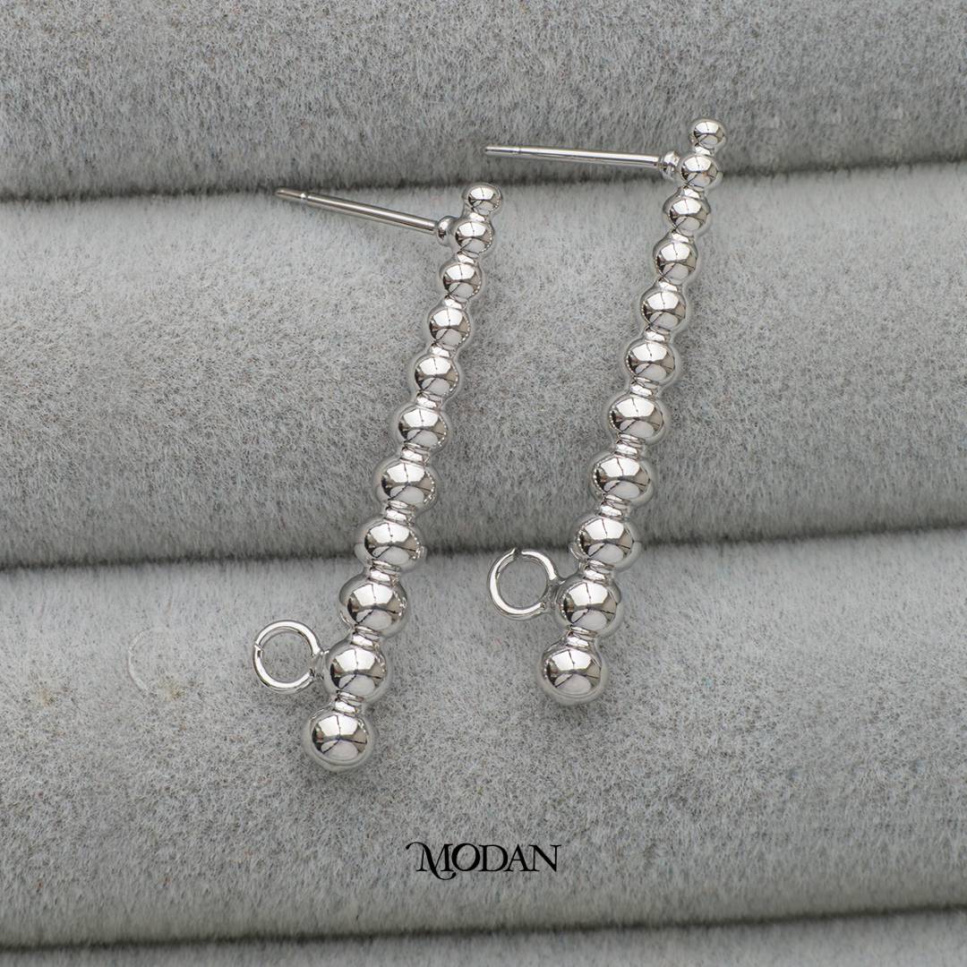 Long Beads Stud Earrings DIY Earrings Findings Pengait Anting Bola Panjang Hypoallergenic Gold Plated