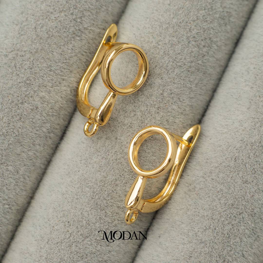 Geometric Round Drip English Lock Earrings DIY Earrings Findings Pengait Anting Polos Bulat Unfinished Hypoallergenic Gold Plated