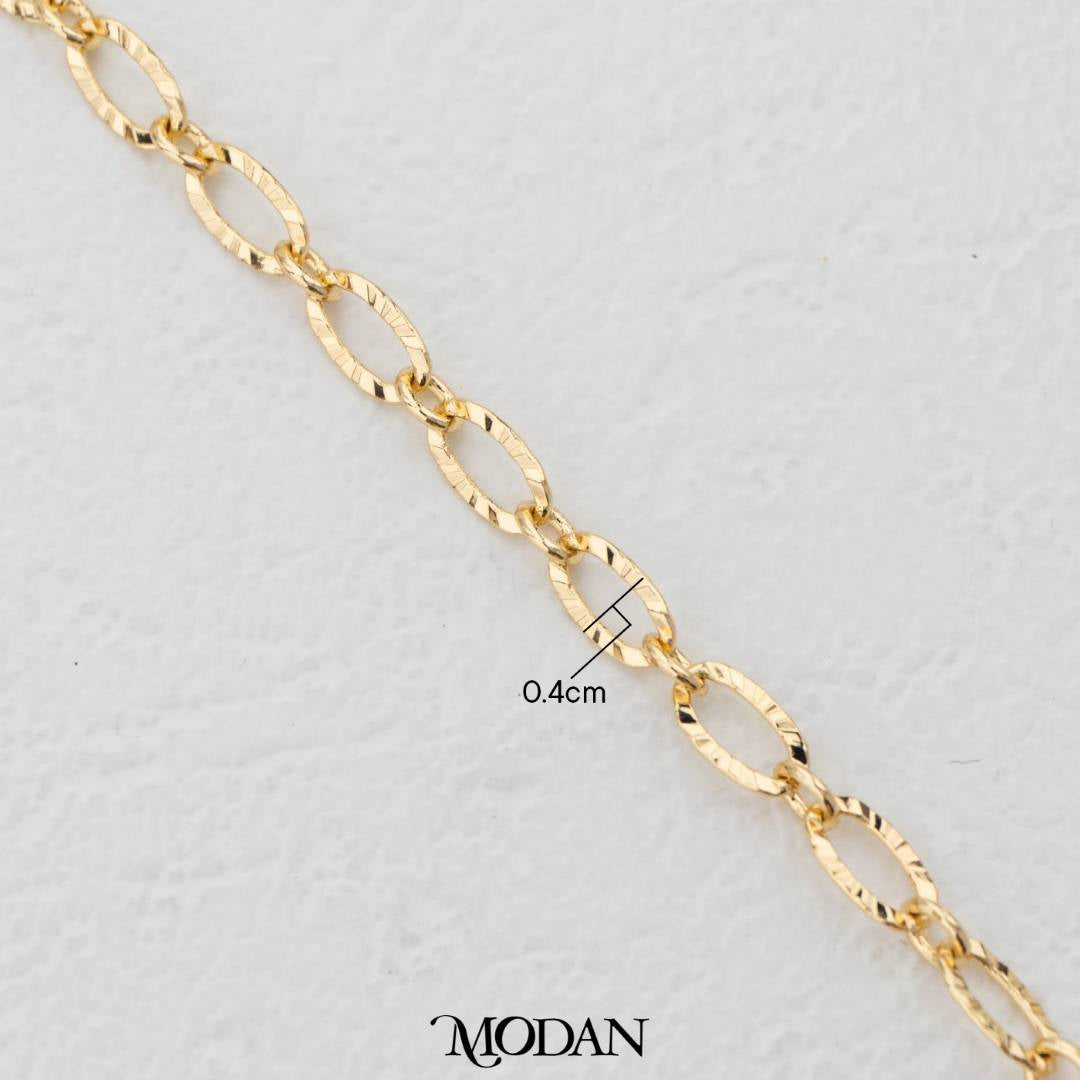 (1 meter) Textured Oval Starburst Link Chain Unfinished DIY Chain Rantai Kalung Gelang Meteran Hypoallergenic Gold Filled