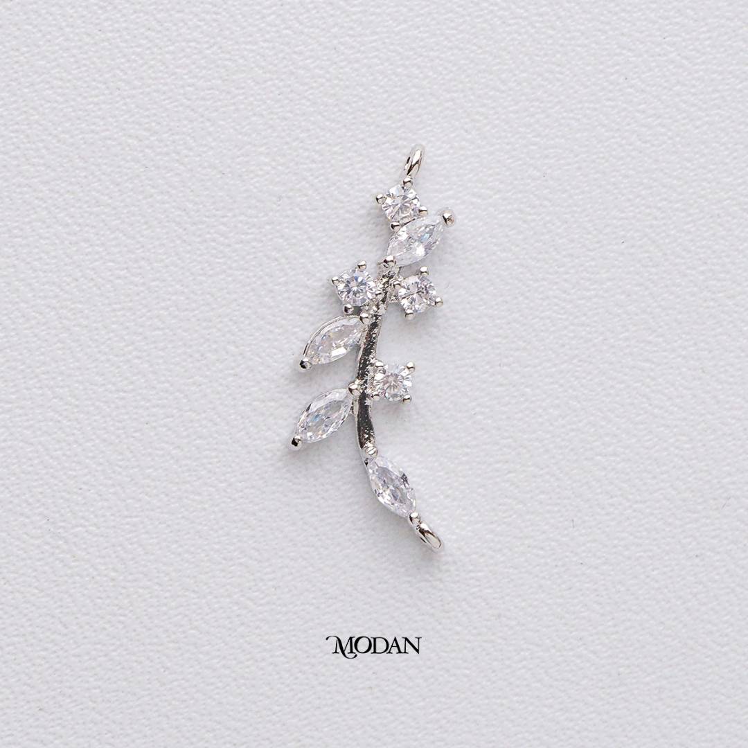 Sparkling Bridal Marquise Nature Leaf DIY Connector Liontin Konektor Daun Pesta Hypoallergenic Gold Filled