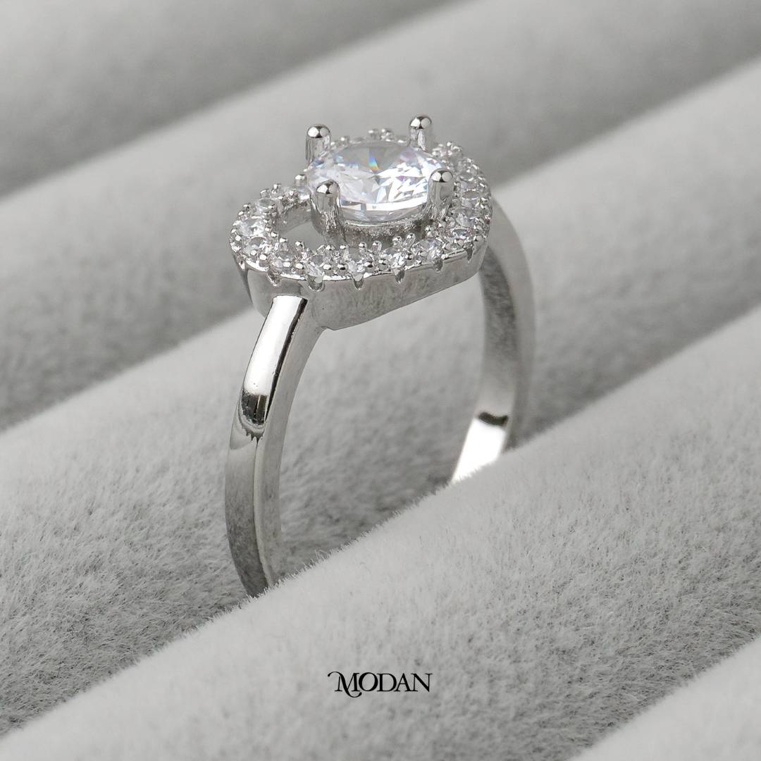 Heart Plain Band Solitaire Wedding Ring Cincin Hati Polos Hypoallergenic Gold Plated
