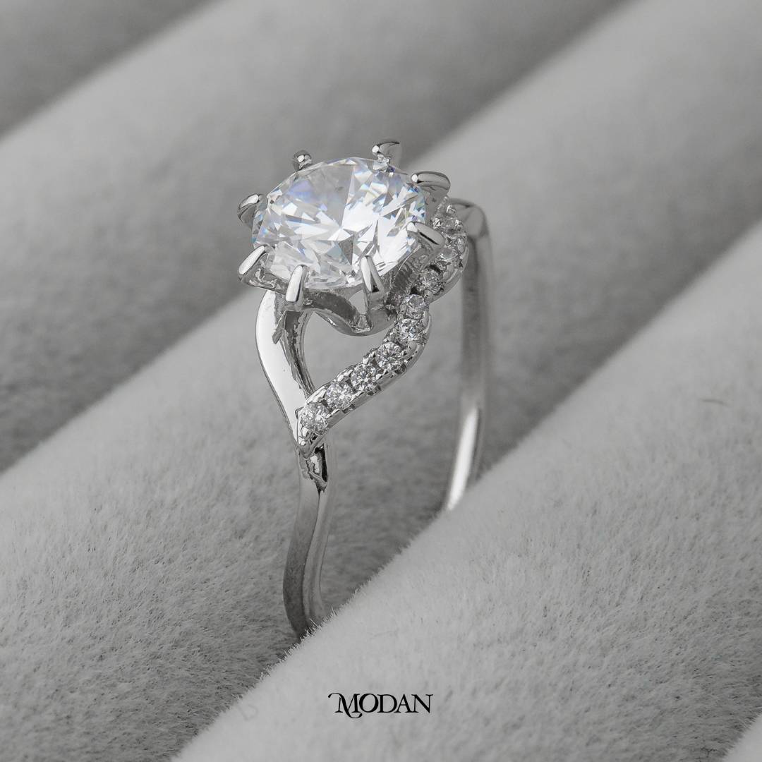 Flower Crown Solitaire Wedding Ring Cincin Mahkota Bunga Hypoallergenic Gold Plated