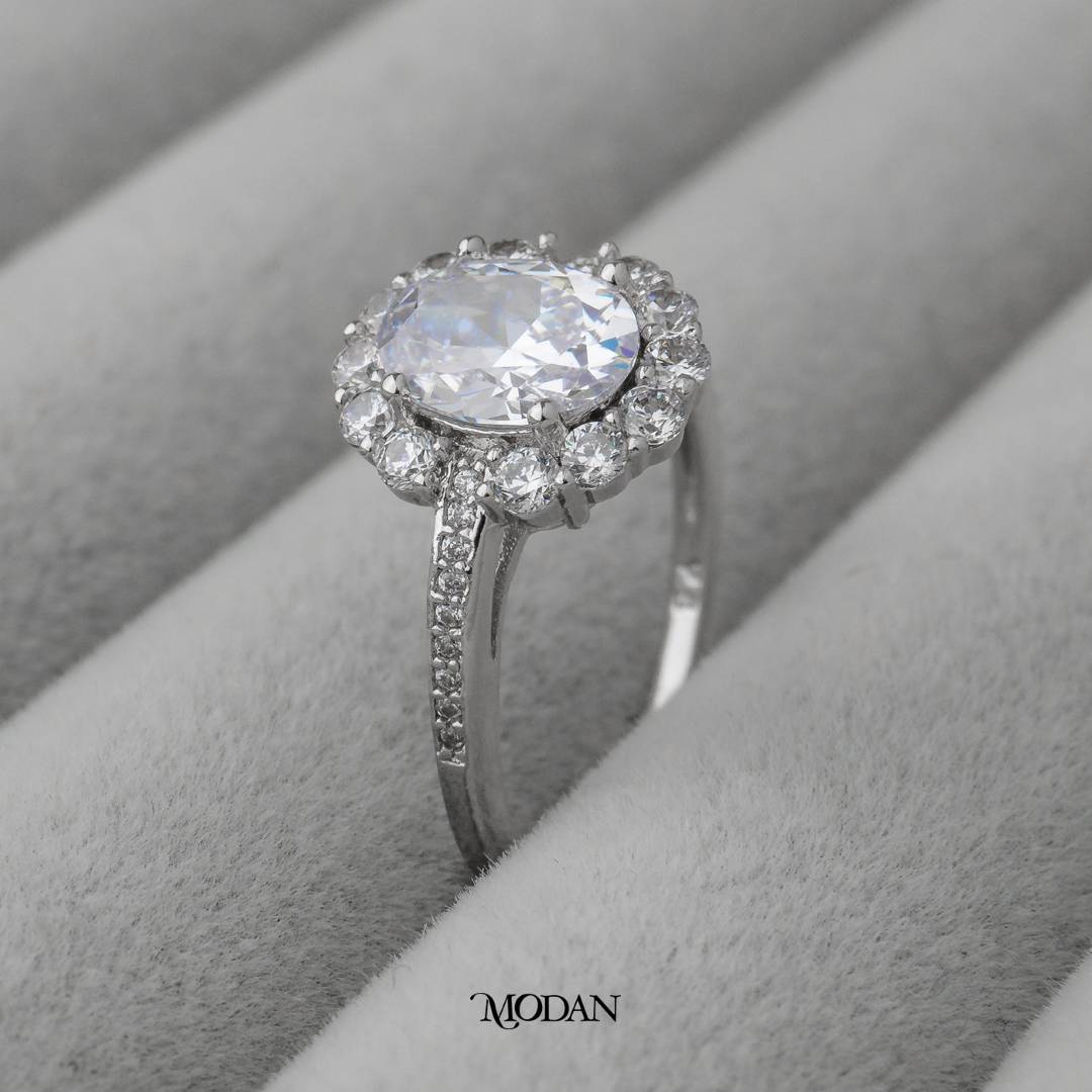 Oval Cut Pave Band Wedding Ring Cincin Oval Hypoallergenic Gold Plated