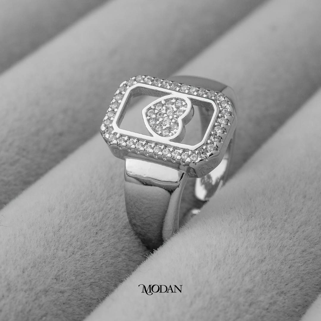 Vintage Rectangle Heart Adjustable Ring Cincin Hati Persegi Panjang Hati Hypoallergenic Gold Plated