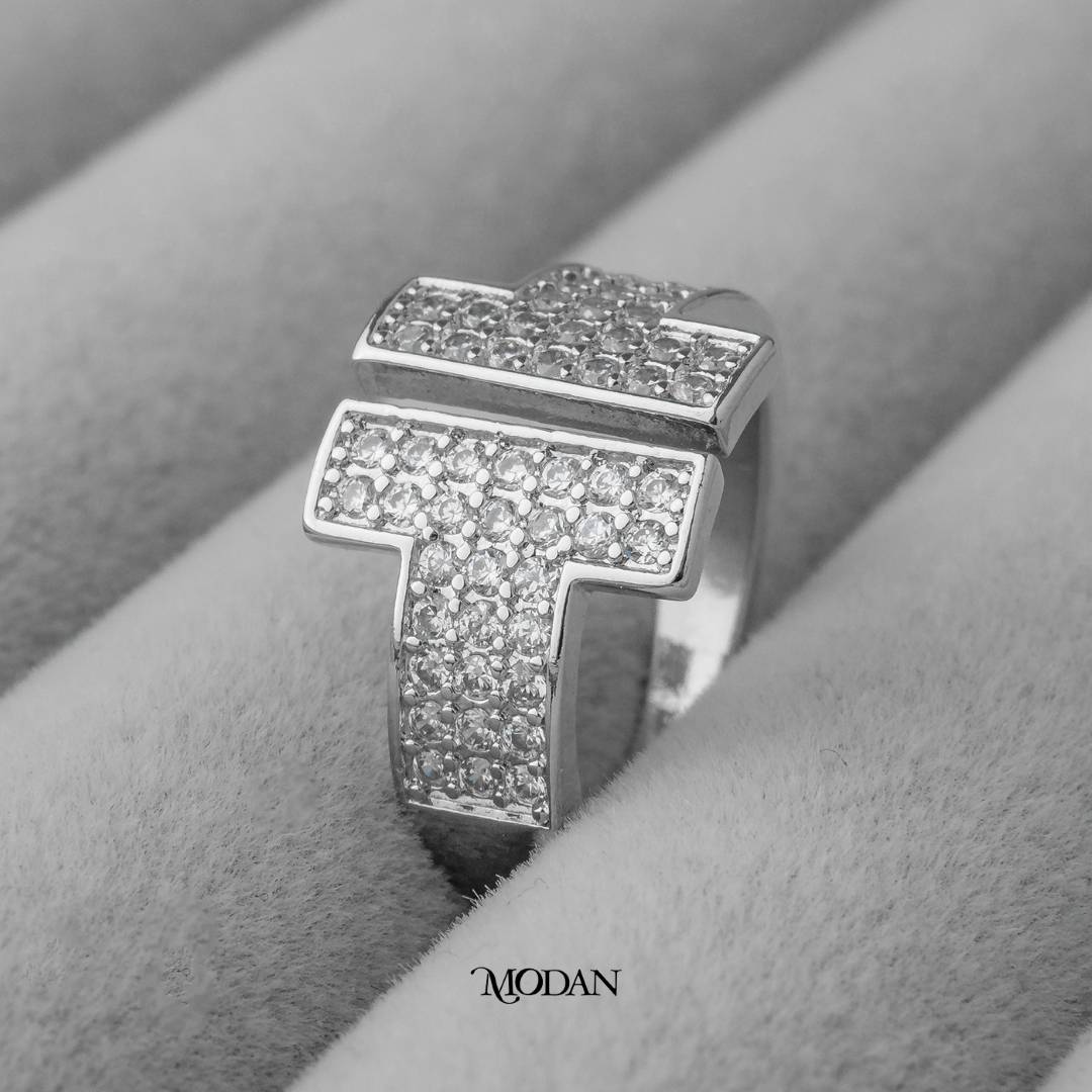 Geometric Double T Adjustable Ring Cincin Huruf T Ganda Hypoallergenic Gold Plated