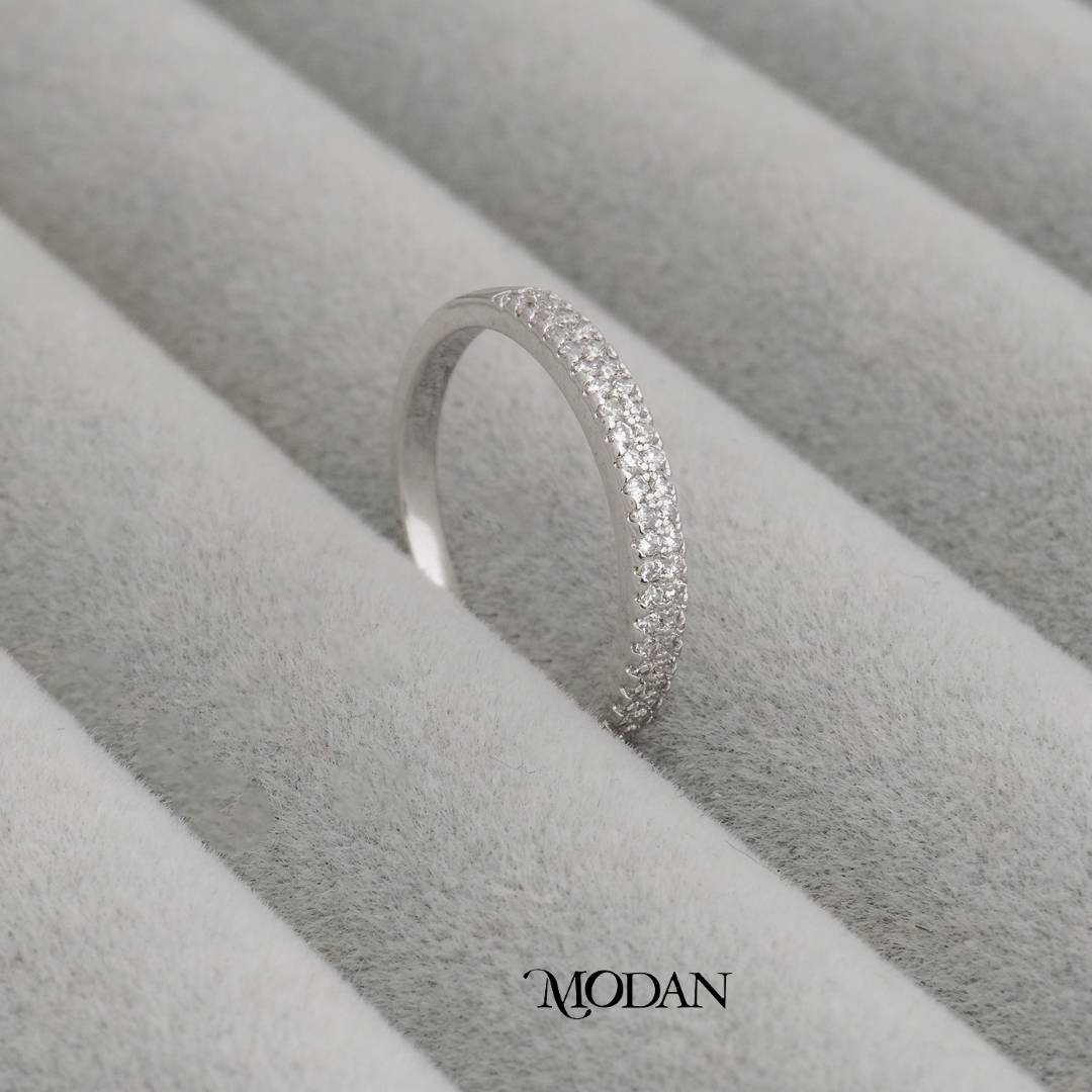 Classic Full Pave Eternity Band Ring Cincin Klasik Listring Hypoallergenic Gold Plated