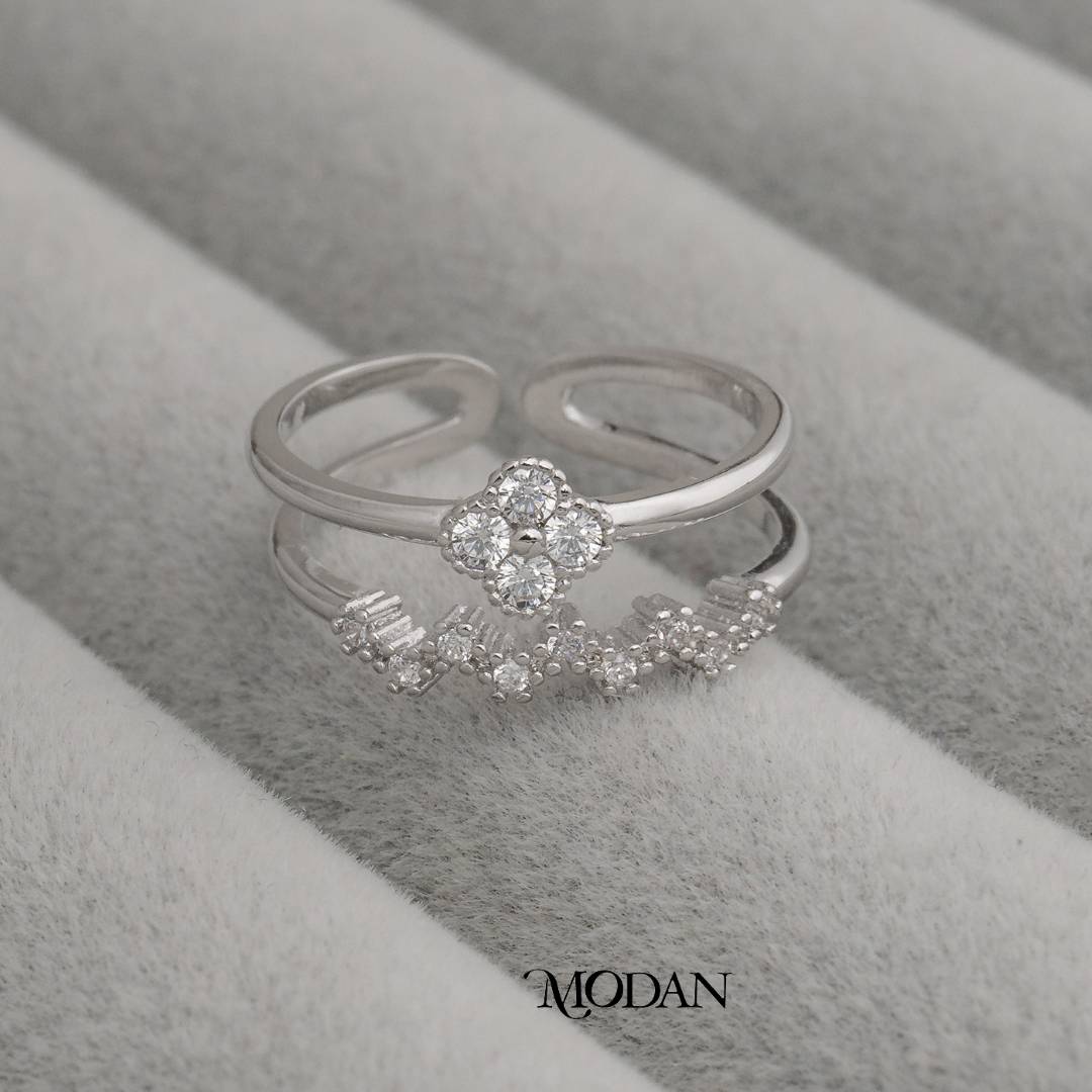 Cloverleaf Zig-Zag Ring Cincin Daun Semanggi Zig-Zag Hypoallergenic Gold Plated
