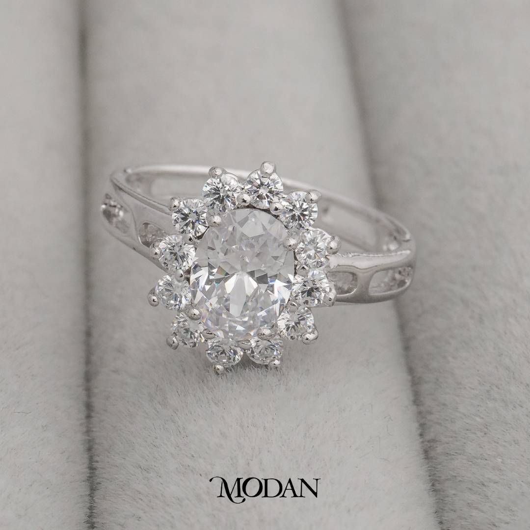 Oval Sunburst Ring Cincin Klasik Model Oval Pancaran Cahaya Hypoallergenic Gold Plated