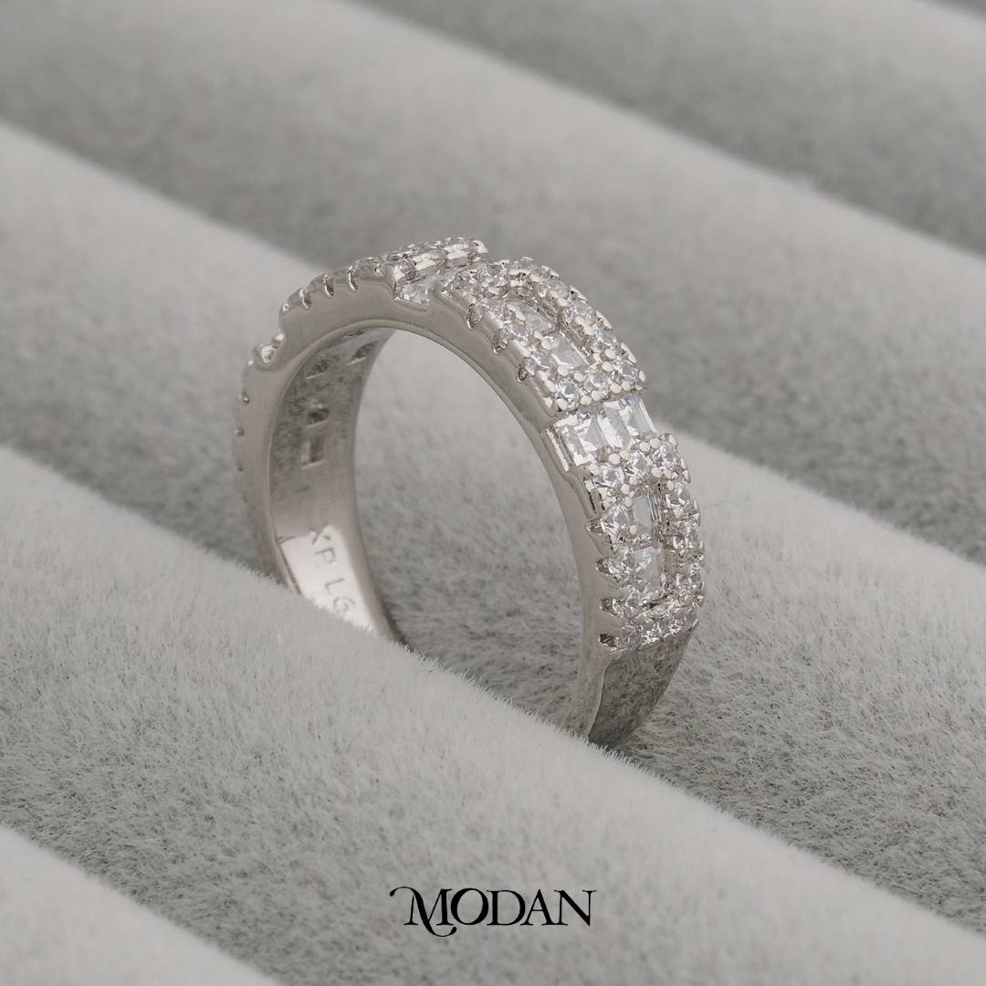 Sparkling Twing Row Ring Cincin Dua Baris Mewah Hypoallergenic Gold Plated
