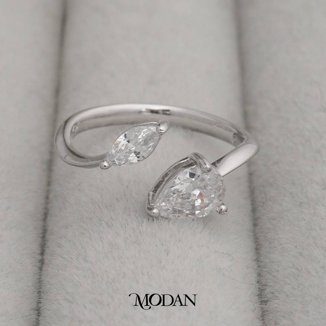 Simple Leaf And Tear Ring Cincin Model Daun & Air Mata Simple Hypoallergenic Gold Plated