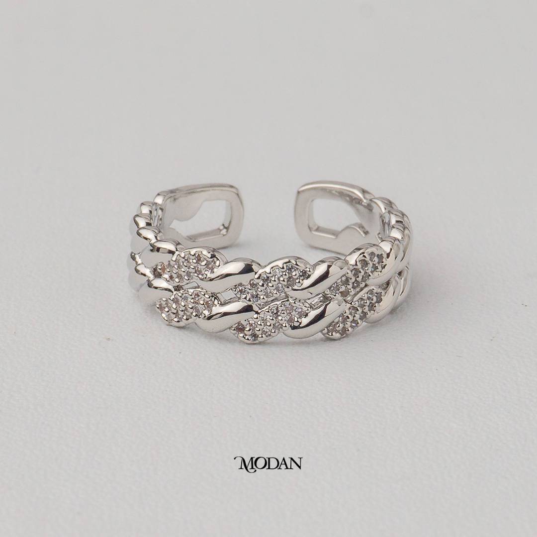 Twisted Rope Textured Adjustable Ring Cincin Motif Jalin Tali Hypoallergenic Gold Plated