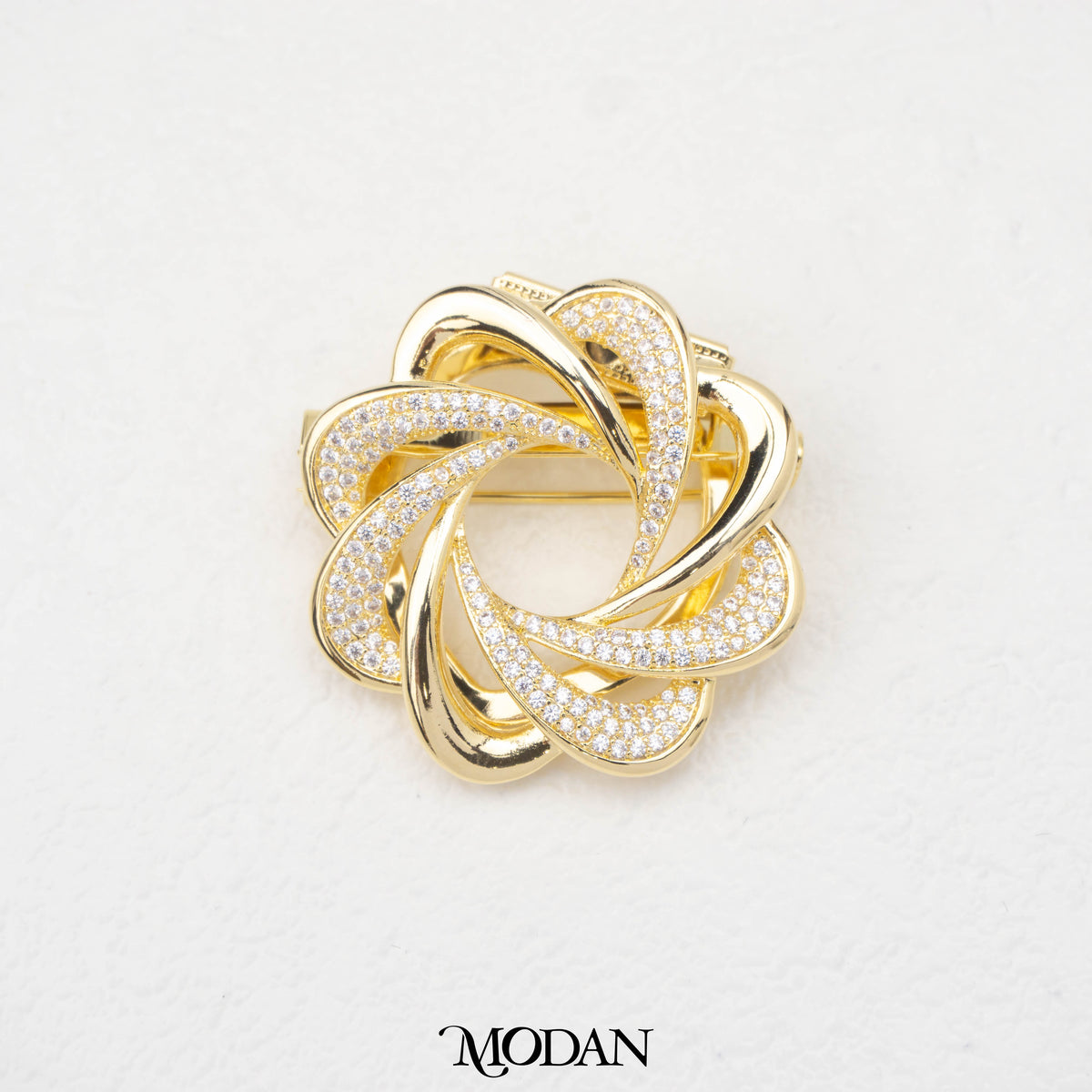 2in1 Gold Spiral Flower Clip Brooch Bros Bunga Spiral Bros Jepit Hypoallergenic Gold Plated