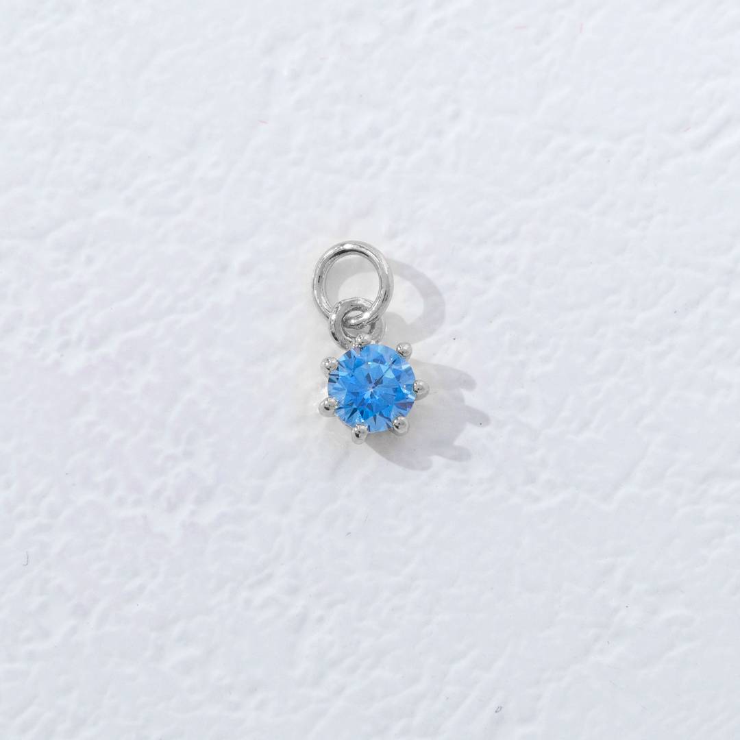 Mini Colorful Round Birthstone Charm DIY Charm Liontin Kalung Bulat 6 Sisi Bulan Lahir Warna-Warni Hypoallergenic Gold Filled