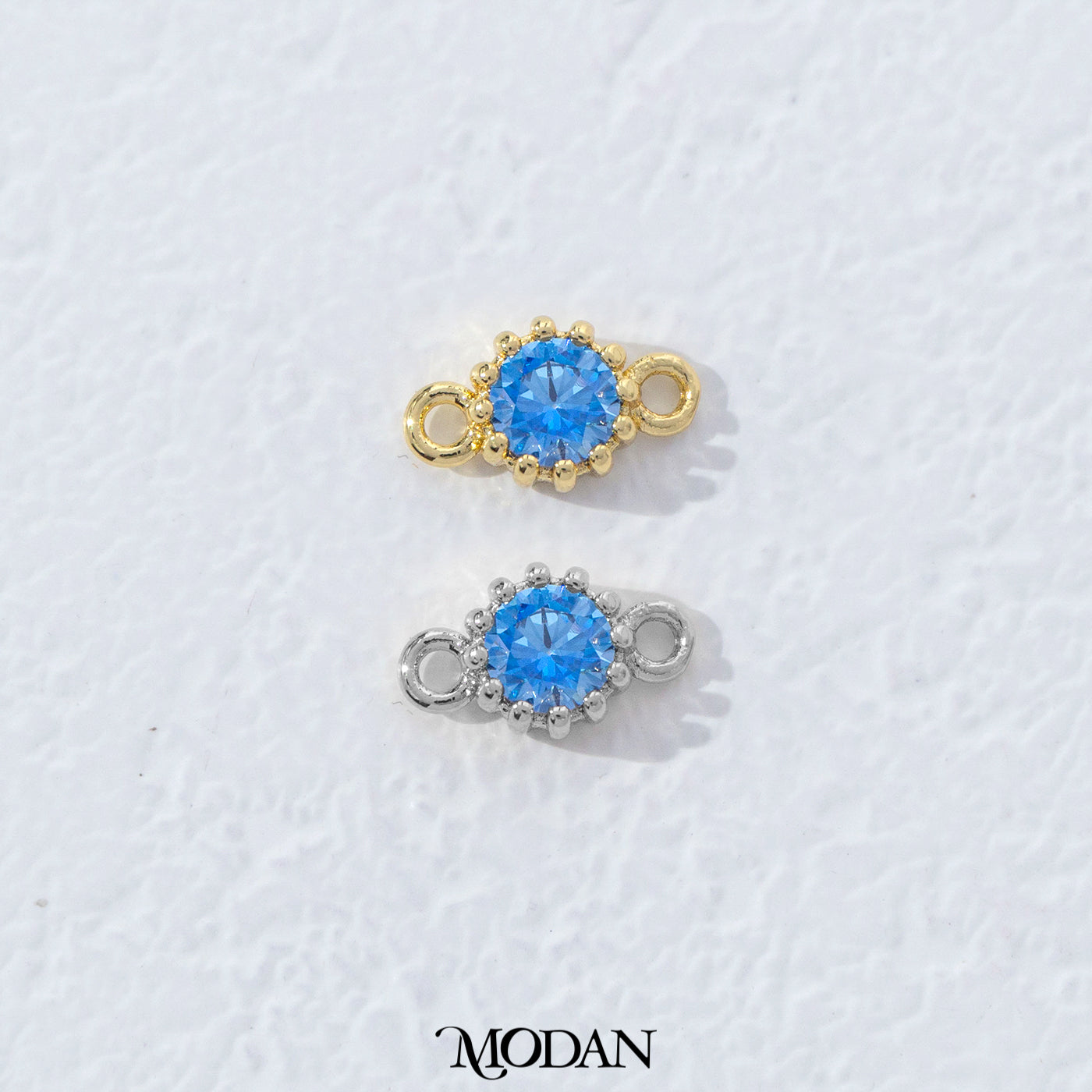 Mini Textured Birthstone DIY Connector Liontin Bulan Lahir Warna-Warni Hypoallergenic Gold Filled