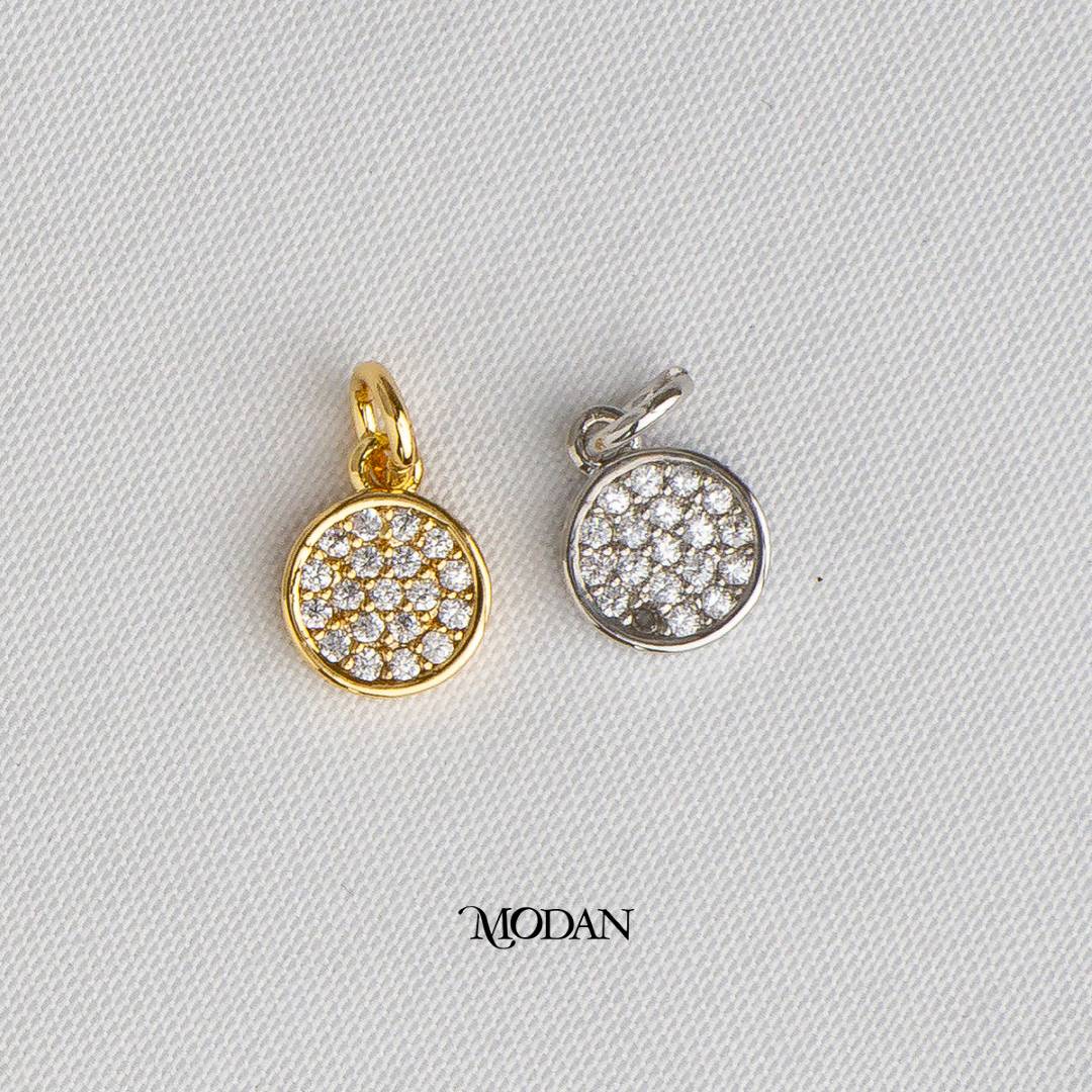 Tiny Micro Paved Circle DIY Charm Liontin Bulat Kecil Hypoallergenic Gold Plated