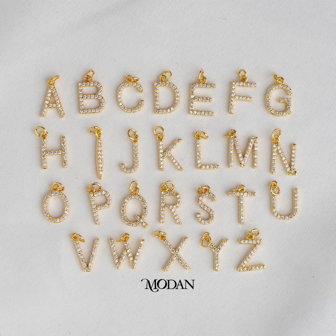 Initial Uppercase Alphabet DIY Charm Liontin Huruf Hypoallergenic Gold Plated