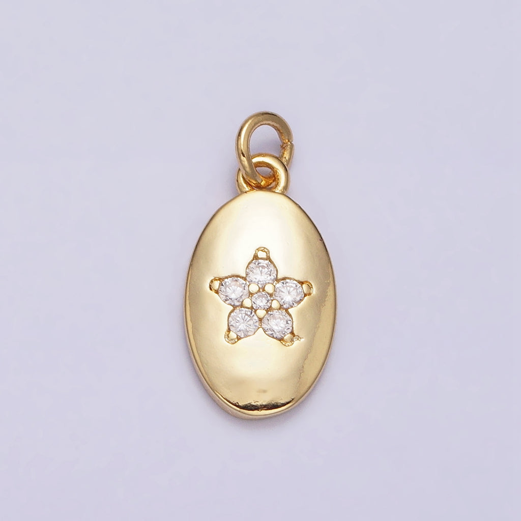 Flower Clear Cubic Zirconia Oval Charm DIY Charm Liontin Bunga Oval Hypoallergenic Gold Filled