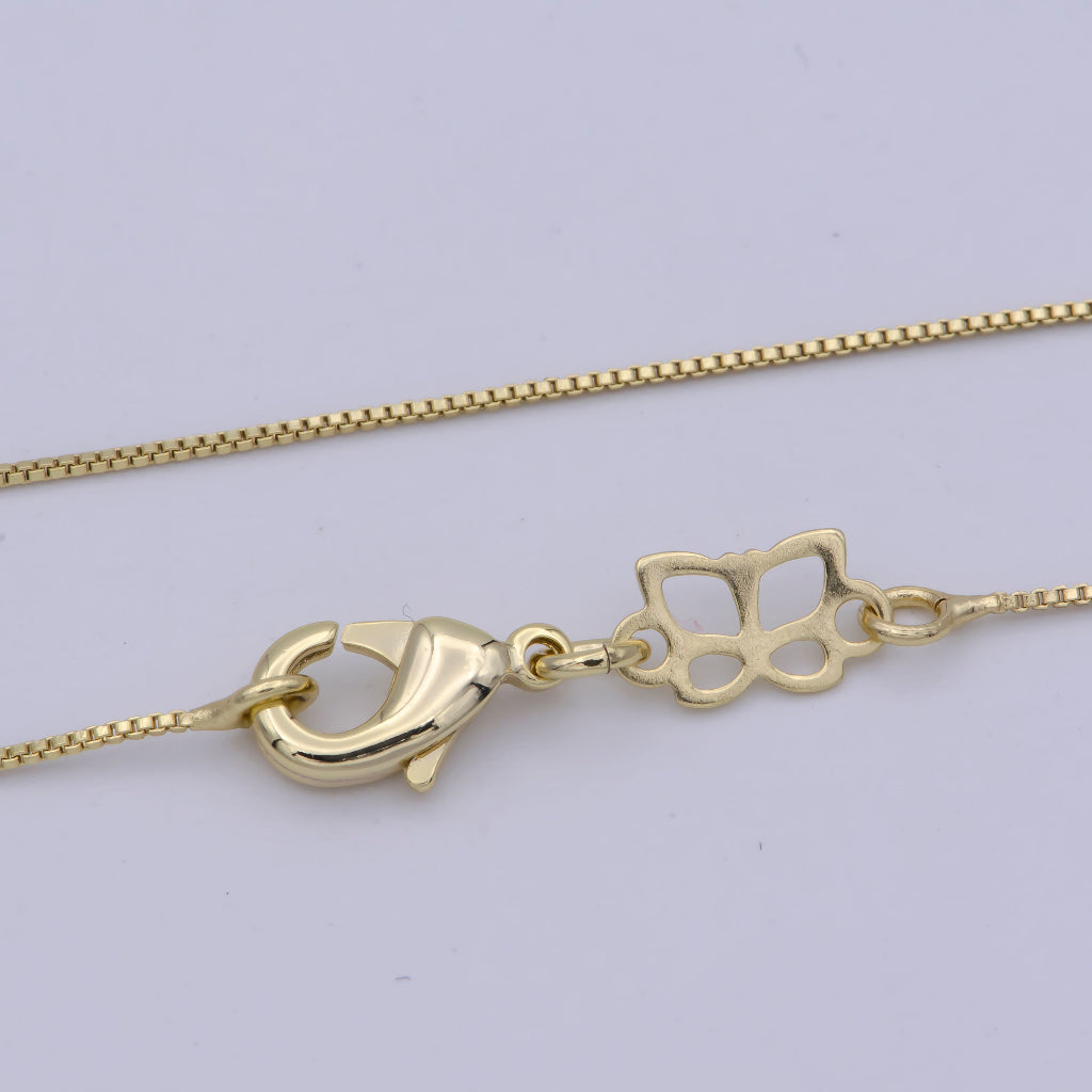 (45cm) Box Chain Daily Wear Necklace Rantai Kalung Hypoallergenic Gold Filled