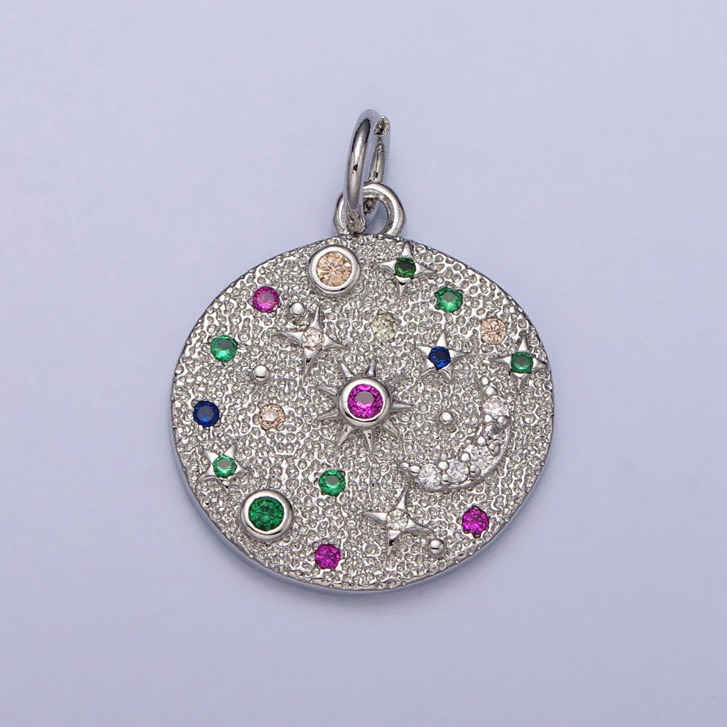 Colorful Celestial Moon Star Sun Round Charm DIY Charm Liontin Bulan Bintang Matahari Hypoallergenic Gold Filled