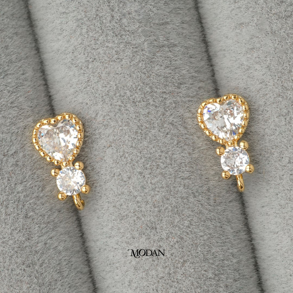 Heart Studs Earring DIY Earrings Findings Pengait Anting Tusuk Unfinished Hypoallergenic Gold Plated
