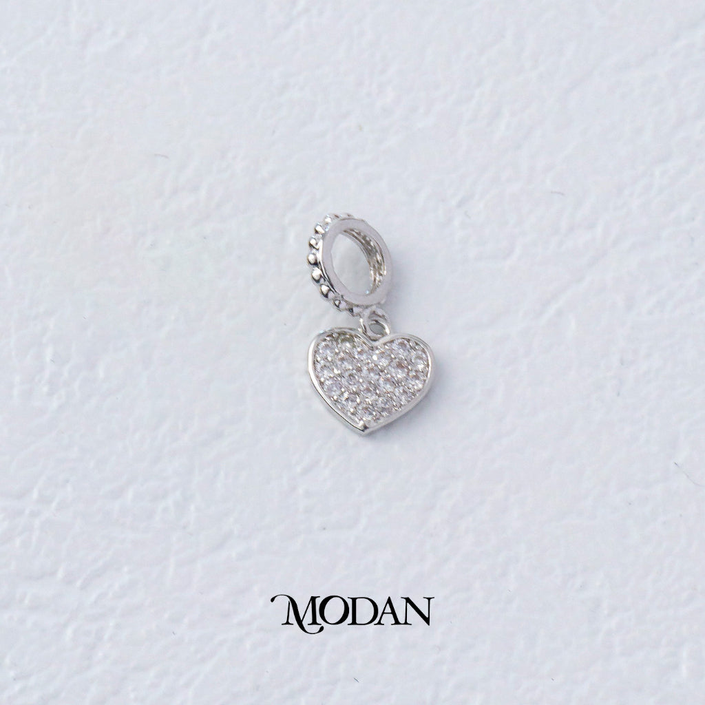 Micro Paved Heart Love DIY Charm Liontin Hati Berlian Pasir Hypoallergenic Gold Filled