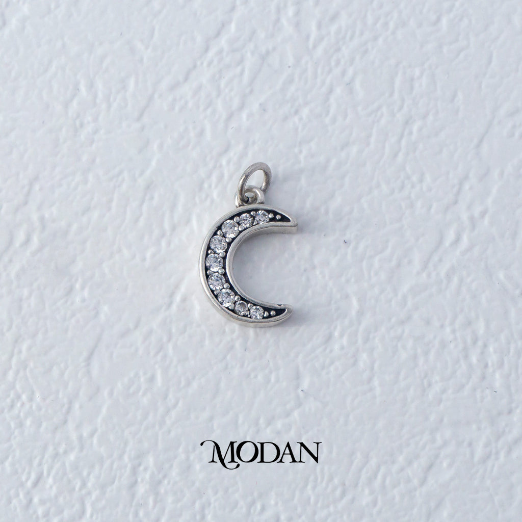 Micro Paved Moon Celestial DIY Charm Liontin Bulan Hypoallergenic Gold Filled