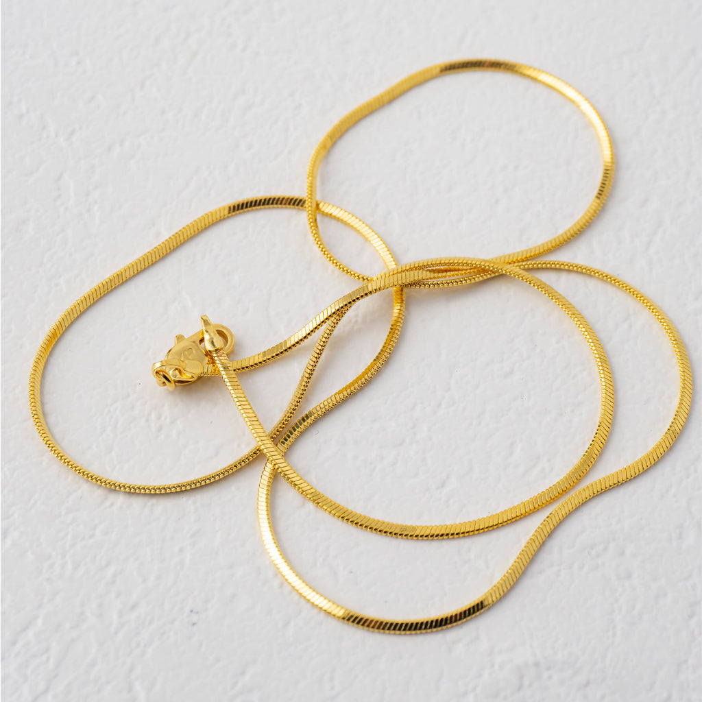 Snake Herringbone Necklace Gold Chain 60cm Rantai Kalung Hypoallergenic Gold Plated