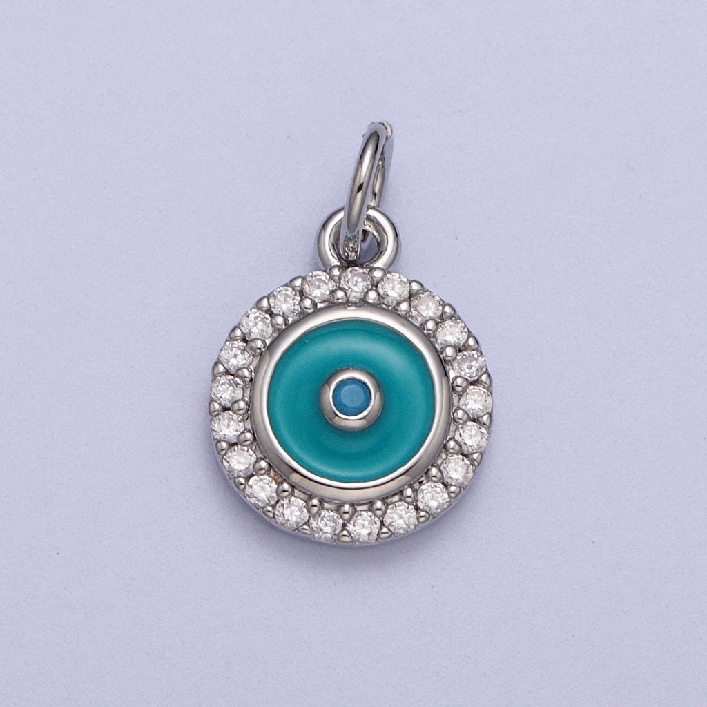 Teal Blue Round Enamel Charm DIY Charm Liontin Bulat Biru Tosca Hypoallergenic Gold Filled