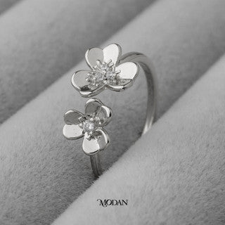 Double Dainty Clover Flower Ring Cincin Bunga Daun Semanggi Hypoallergenic Gold Plated