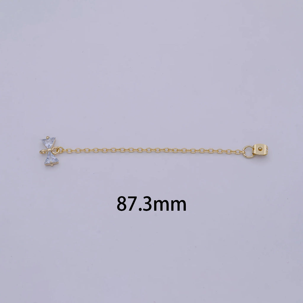 Ribbon Shaped Long Chain Earrings Back Stopper DIY Necklace Closure Belakang Anting Bentuk Pita Hypoallergenic Gold Filled