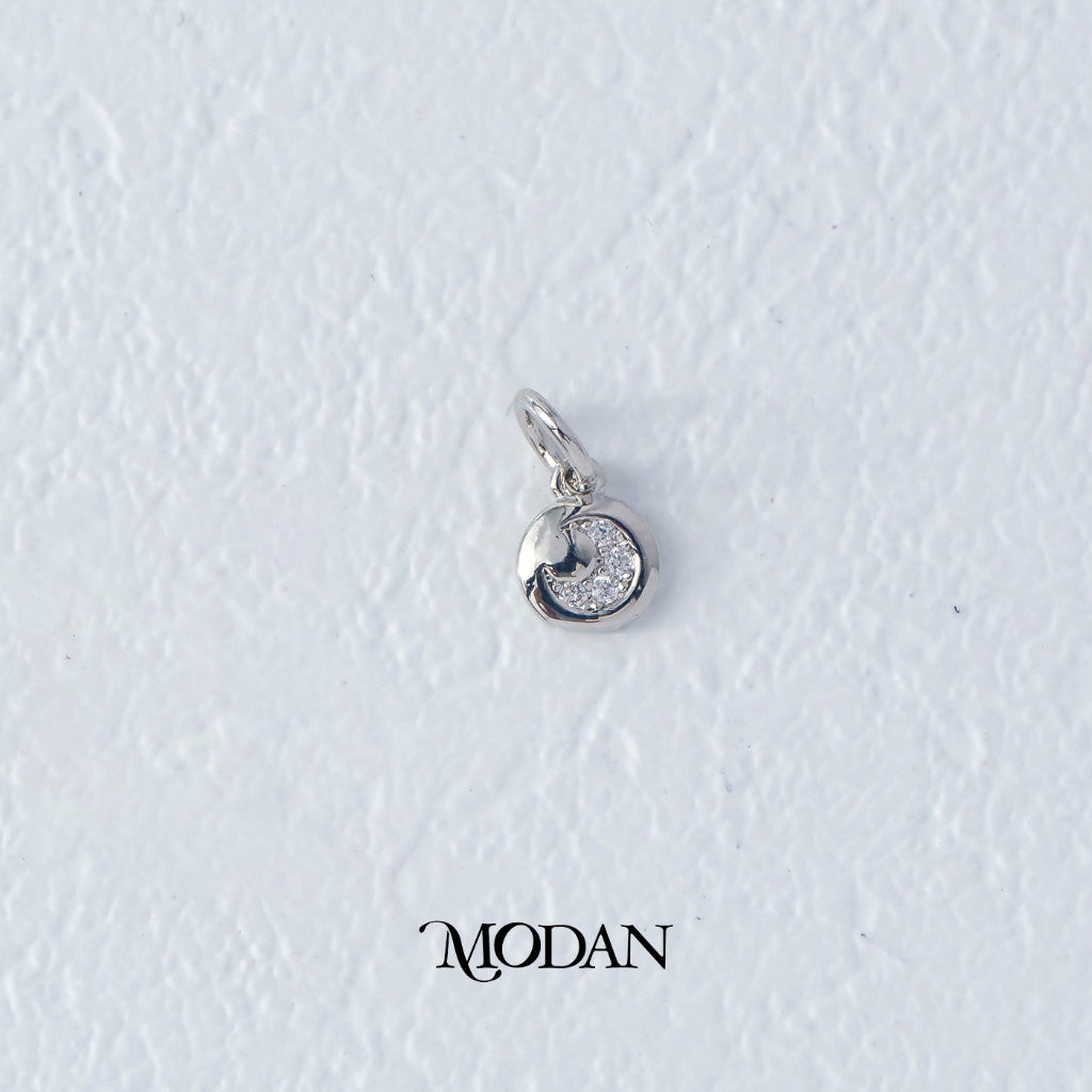 Mini Celestial Moon Round DIY Charm Liontin Bulan Bulat Kecil Hypoallergenic Gold Filled
