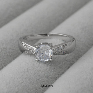 Winged Solitaire Wedding Ring Cincin Simple Minimalist Hypoallergenic Gold Plated