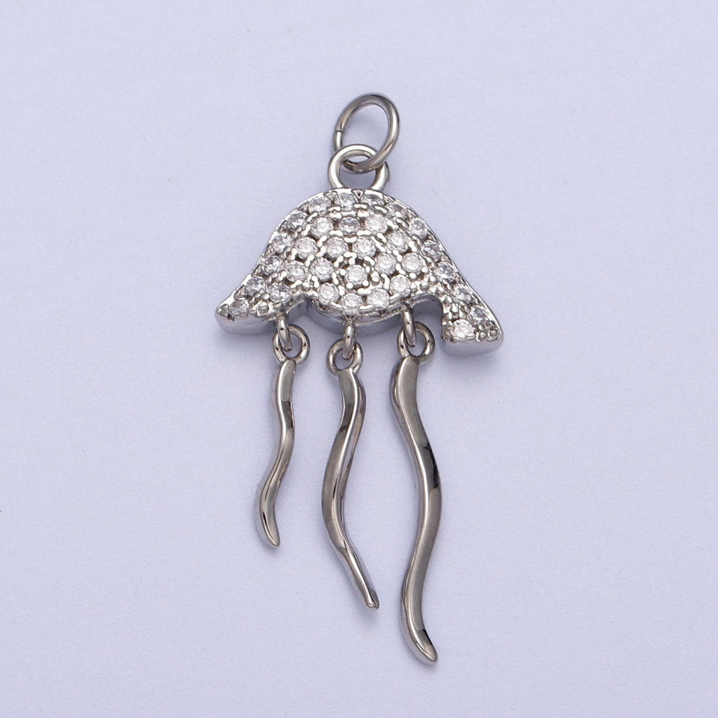 Micro Paved Jellyfish Ocean DIY Charm Liontin Ubur - Ubur Hypoallergenic Gold Filled