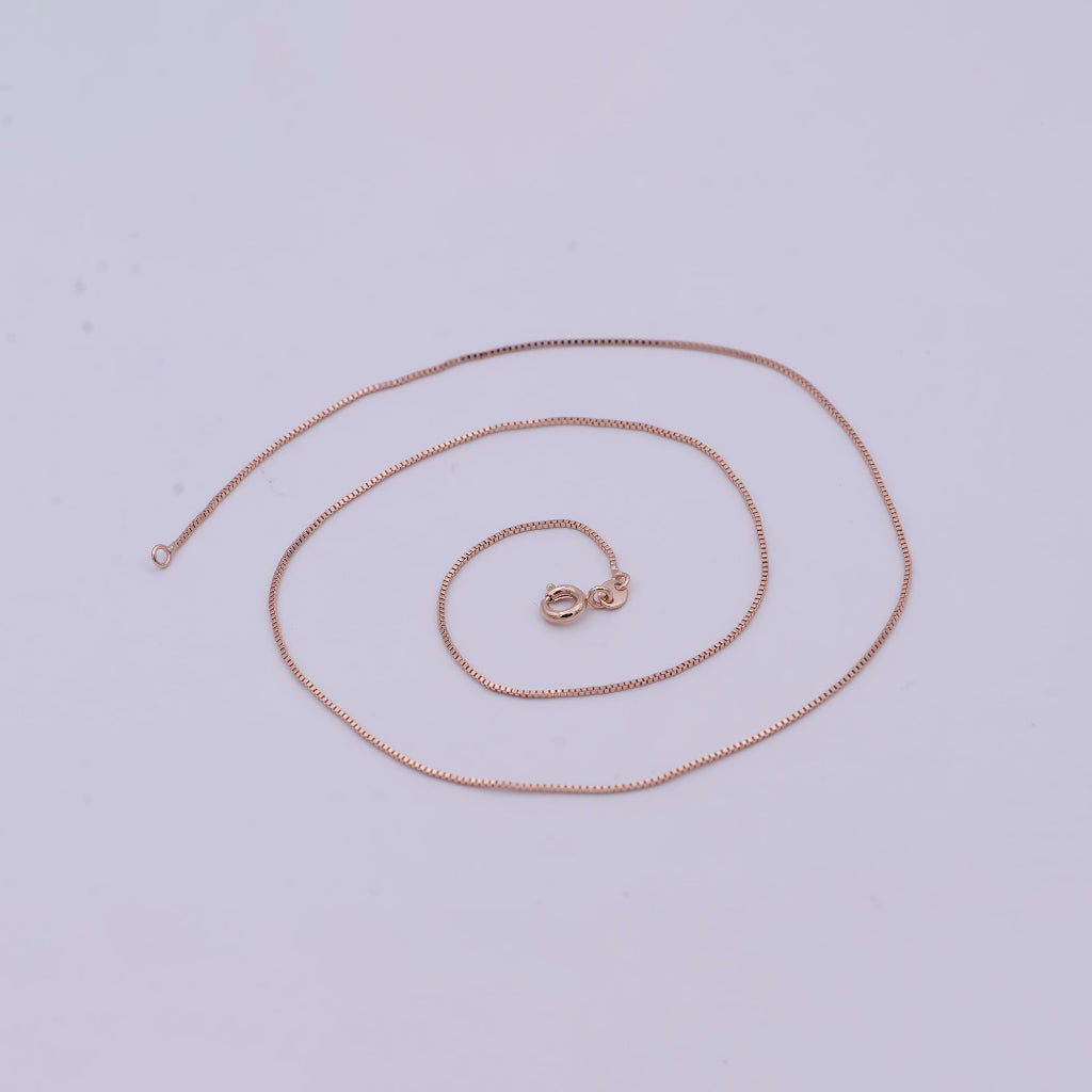 Rose Gold Box Chain Necklace Daily Wear Rantai Kalung Hypoallergenic Gold Filled