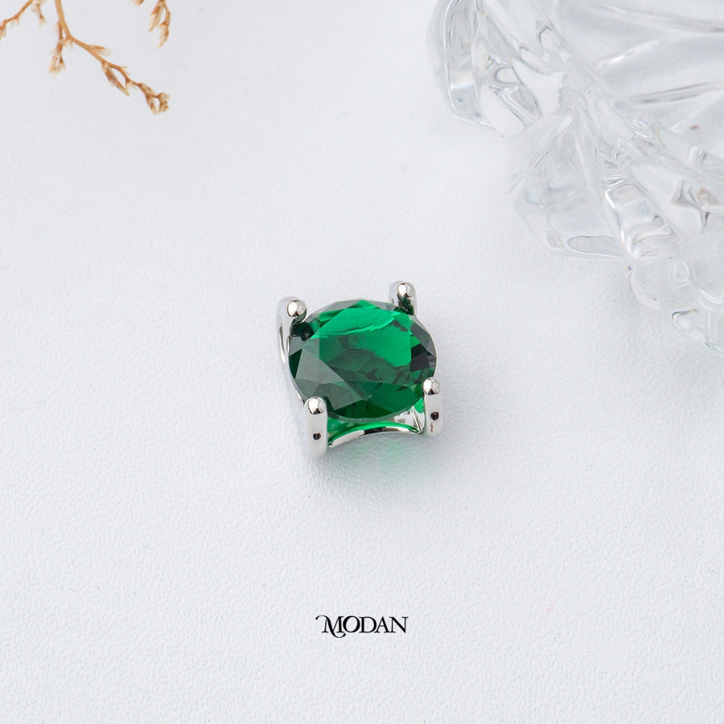 Emerald Green Pendant DIY Pendant Liontin Batu Hijau Bulat Hypoallergenic Gold Filled