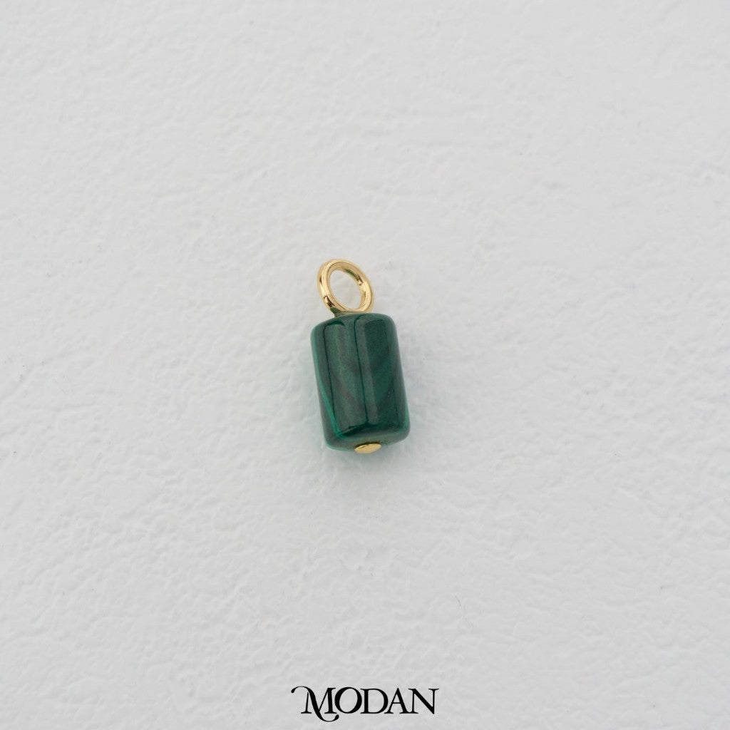 Tube Shaped Malachite Pendant DIY Pendant Liontin Bandul Kalung Batu Hijau Tabung Hypoallergenic Gold Filled