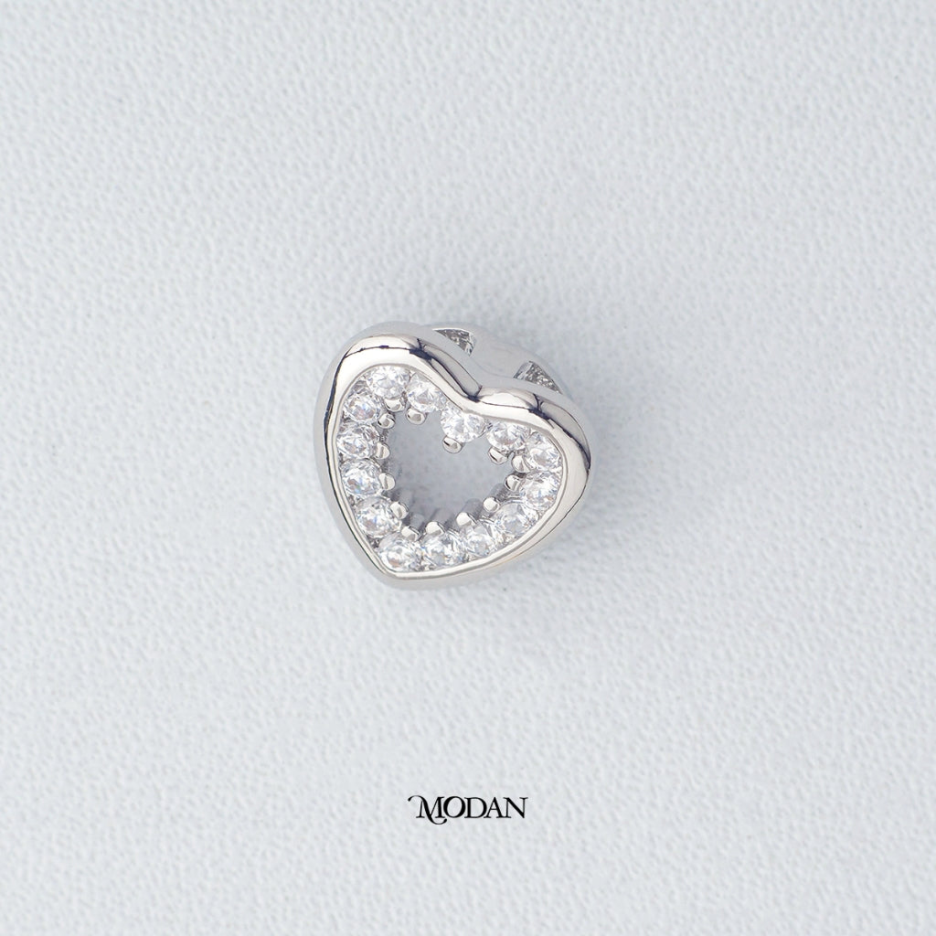 Sparkling Open Back Love Heart Zirconia DIY Pendant Liontin Hati Cinta Berlian Hypoallergenic Gold Plated
