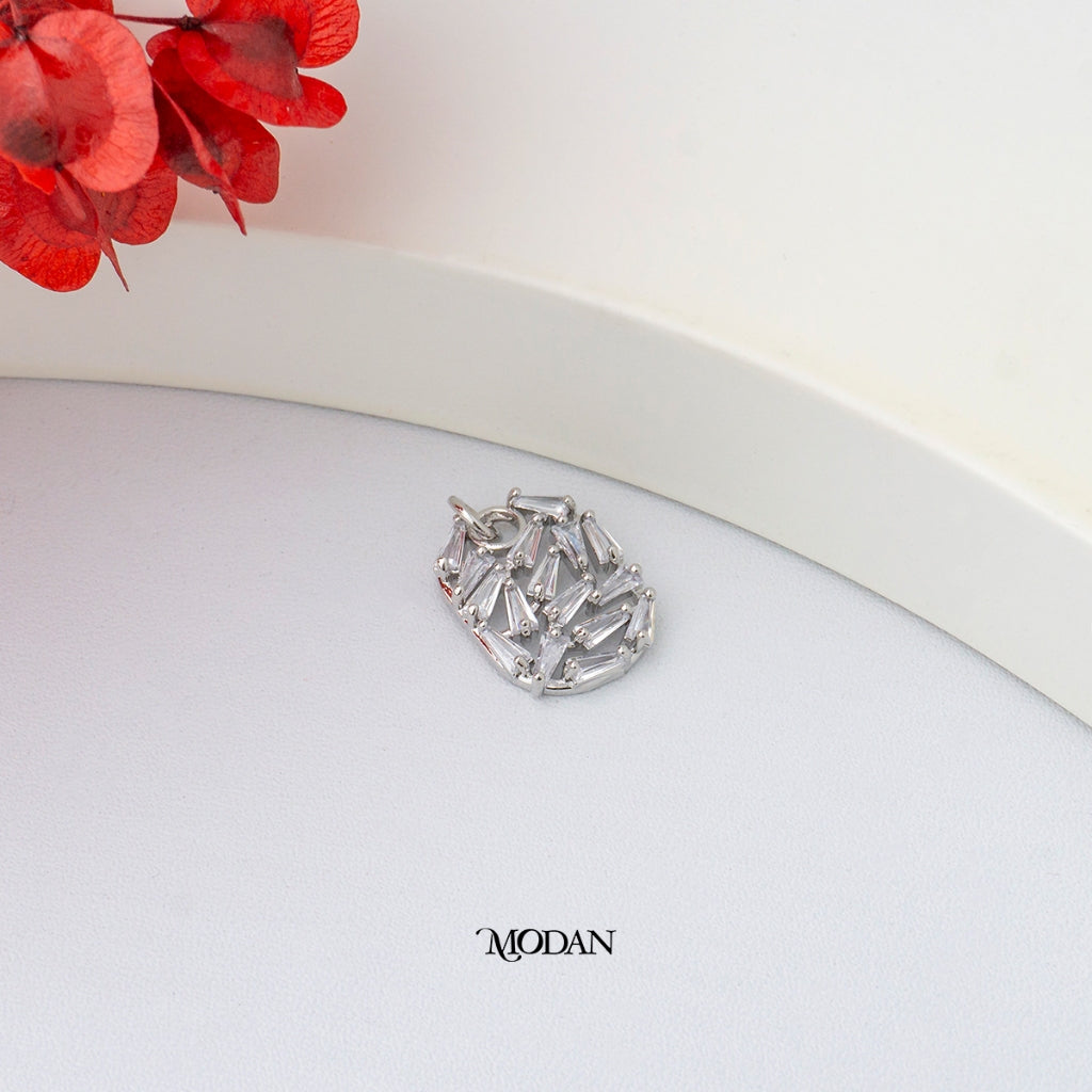 Sparkling Irregular Baguette Rectangular Pendant DIY Liontin Abstrak Berlian Persegi Panjang Hypoallergenic Gold Plated