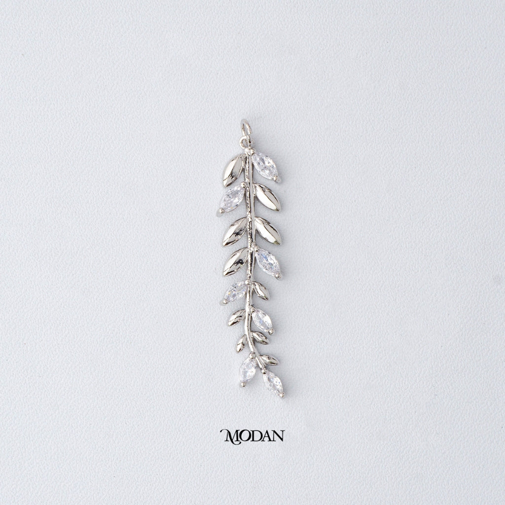 Long Cluster Marquise Leaf Pendant DIY Liontin Daun Pesta Hypoallergenic Gold Plated