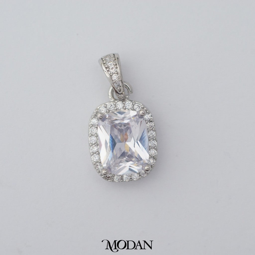 Solitaire Round Rectangular Pendant DIY Pendant Liontin Berlian Elegan Mata Satu Hypoallergenic Gold Filled